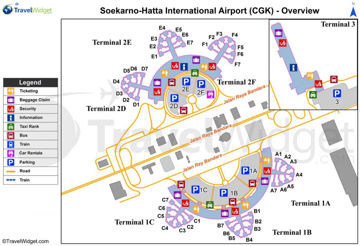 l'aeroporto internazionale di soekarno hatta terminal dell'aeroporto mappa