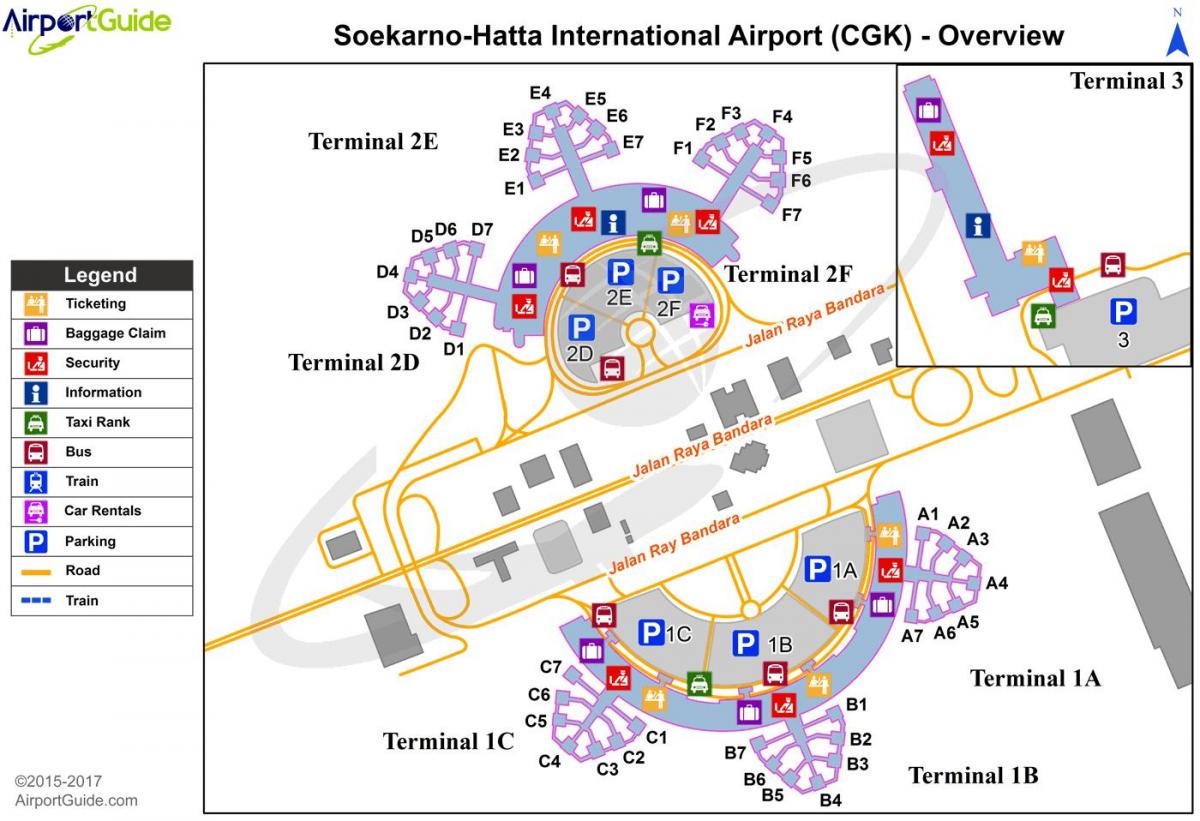 l'aeroporto internazionale di soekarno hatta international airport sulla mappa