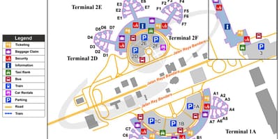 L'aeroporto internazionale di Soekarno hatta international airport sulla mappa